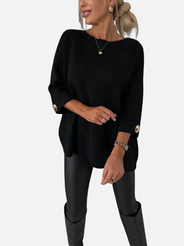 Anne | Long Knit Blouse with Button Details