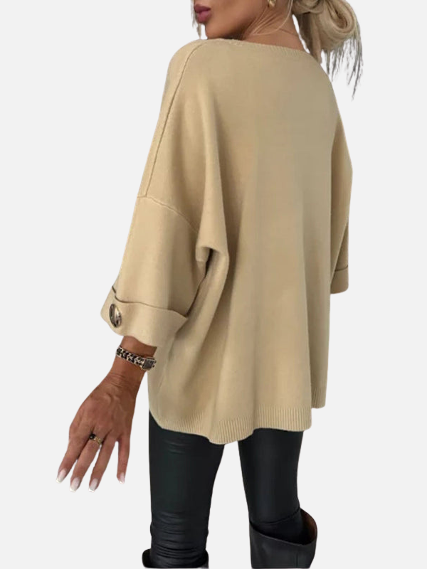 Anne | Long Knit Blouse with Button Details