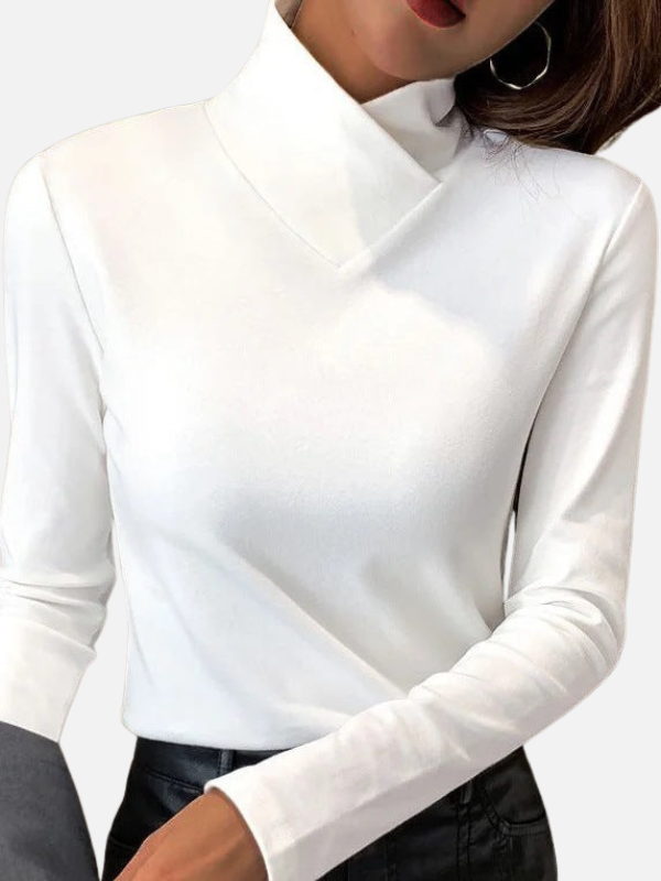 Camilla | Long-Sleeve Blouse with High Collar, Basic