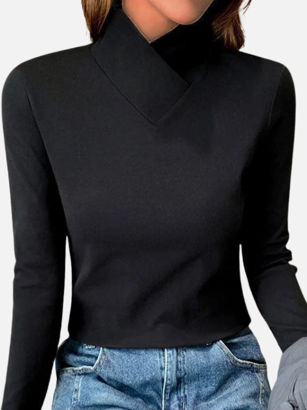 Camilla | Long-Sleeve Blouse with High Collar, Basic