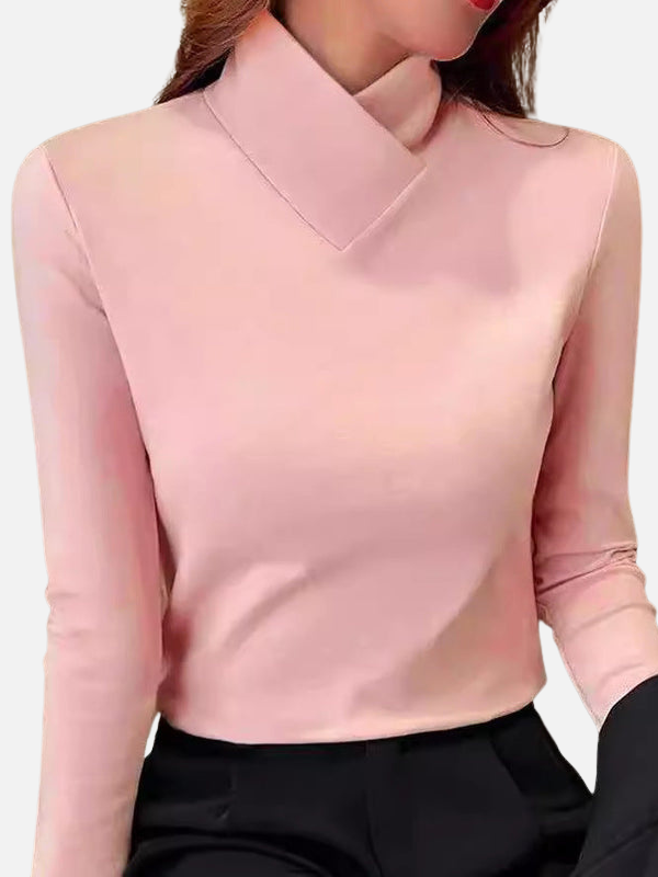 Camilla | Long-Sleeve Blouse with High Collar, Basic