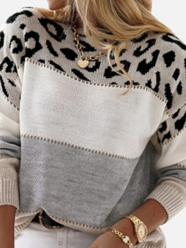 Maria | Leopard Knit Jumper with Round Neck