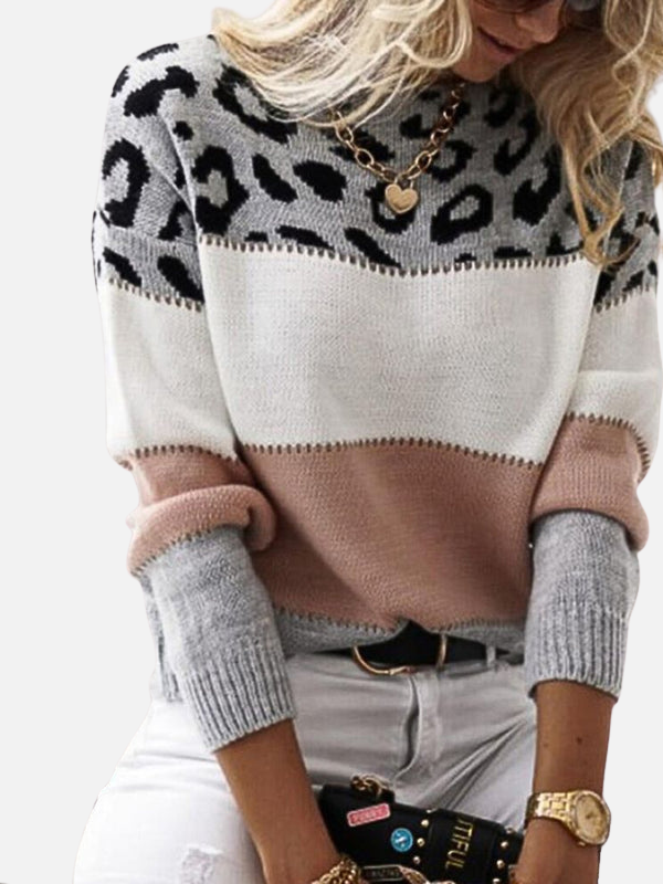 Maria | Leopard Knit Jumper with Round Neck