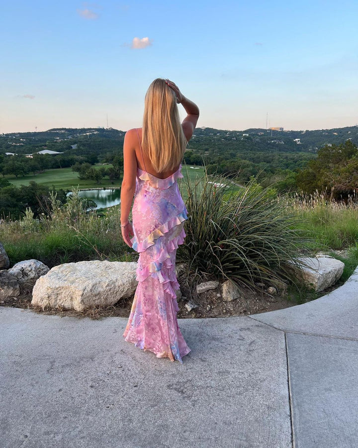 Olivia | Floral Ruffle Maxi Dress
