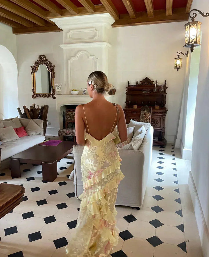 Olivia | Floral Ruffle Maxi Dress