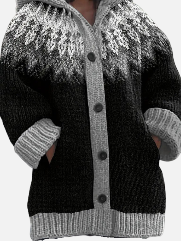 Kirsten | Patterned Hoodie Cardigan in Nordic Style