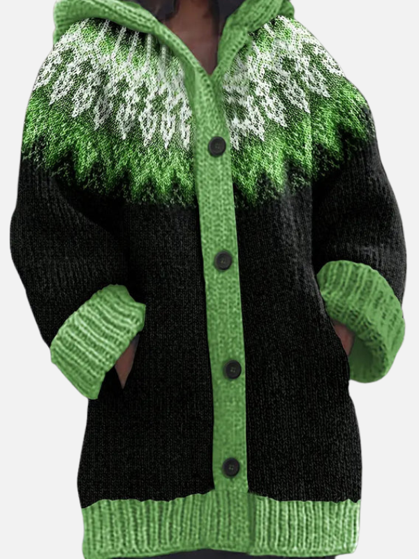 Kirsten | Patterned Hoodie Cardigan in Nordic Style