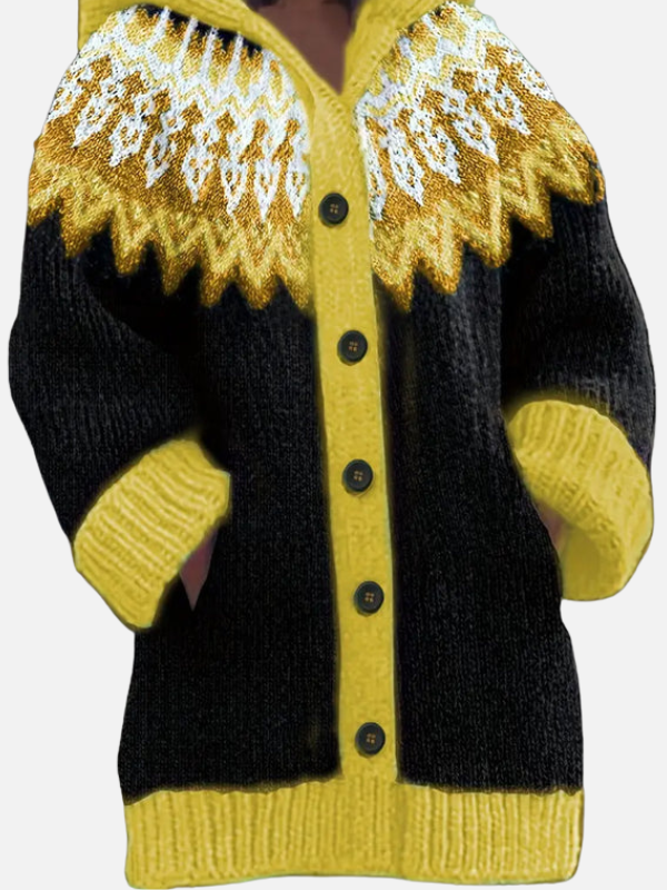 Kirsten | Patterned Hoodie Cardigan in Nordic Style