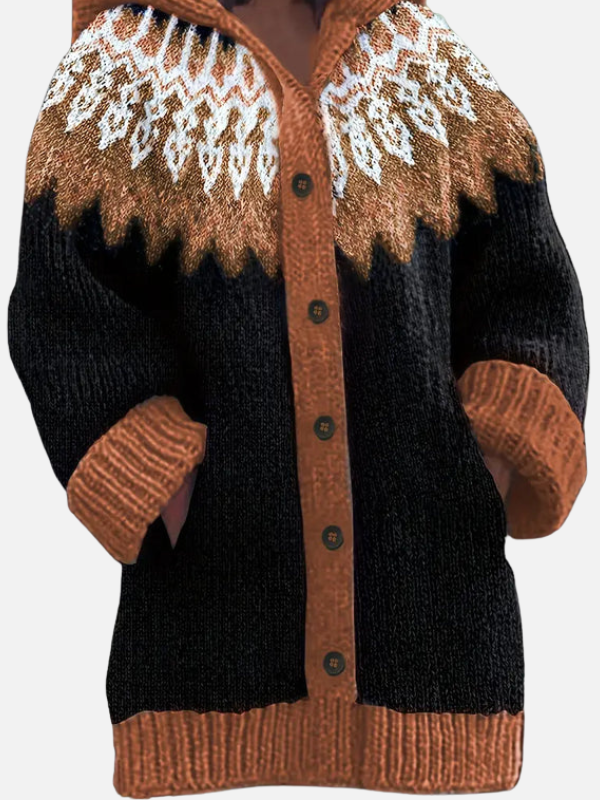 Kirsten | Patterned Hoodie Cardigan in Nordic Style