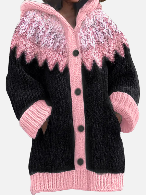 Kirsten | Patterned Hoodie Cardigan in Nordic Style
