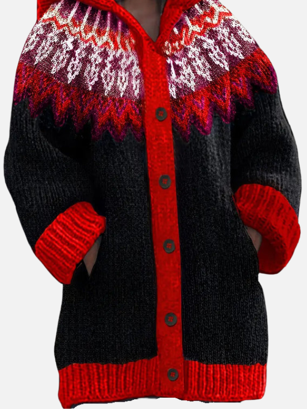 Kirsten | Patterned Hoodie Cardigan in Nordic Style