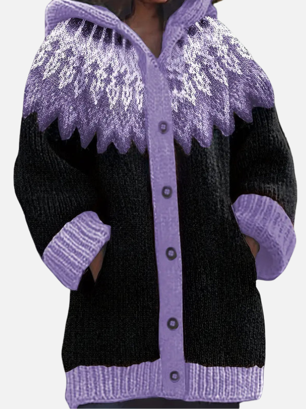 Kirsten | Patterned Hoodie Cardigan in Nordic Style