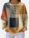 Maria | Patterned Henley Blouse with Button Placket