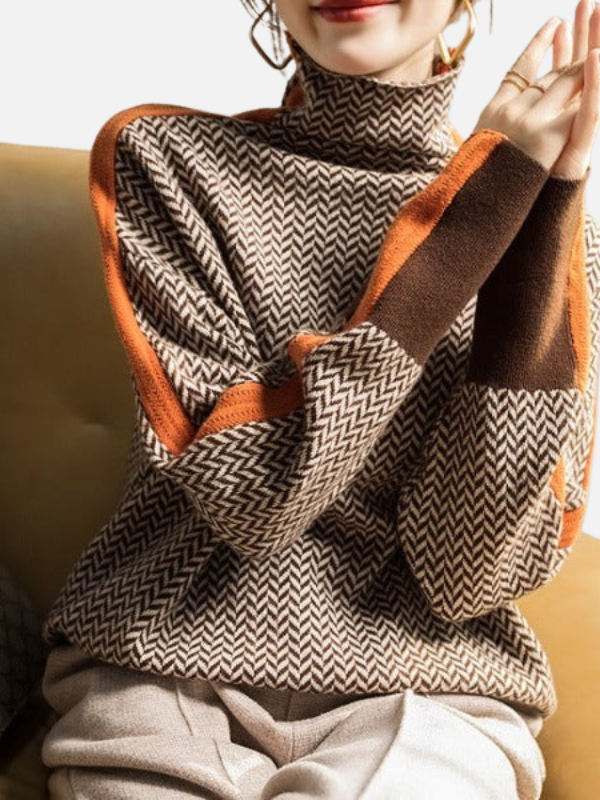 Susanne | Patterned Roll Neck Jumper