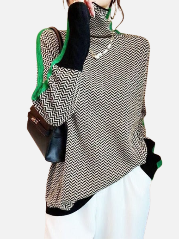 Susanne | Patterned Roll Neck Jumper