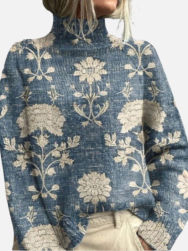 Anna | Patterned Roll Neck Jumper with Forest Motif