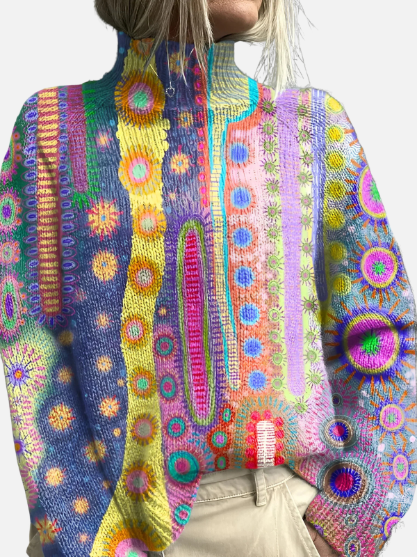 Anna | Patterned Knit Jumper with High Collar