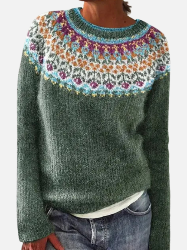 Lene | Patterned Knitted Sweater with Yoke