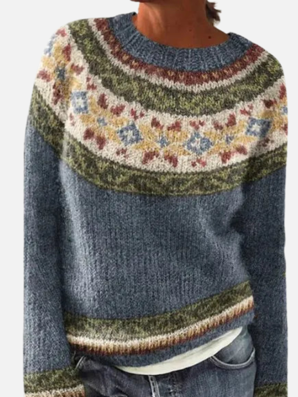 Lene | Patterned Knitted Sweater with Yoke