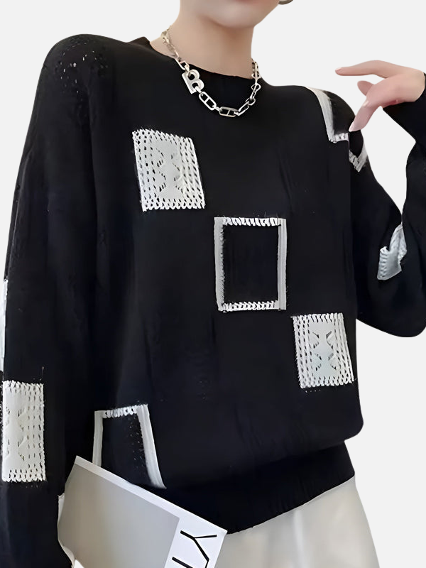 Camilla | Patterned Knit Jumper with Lace Design