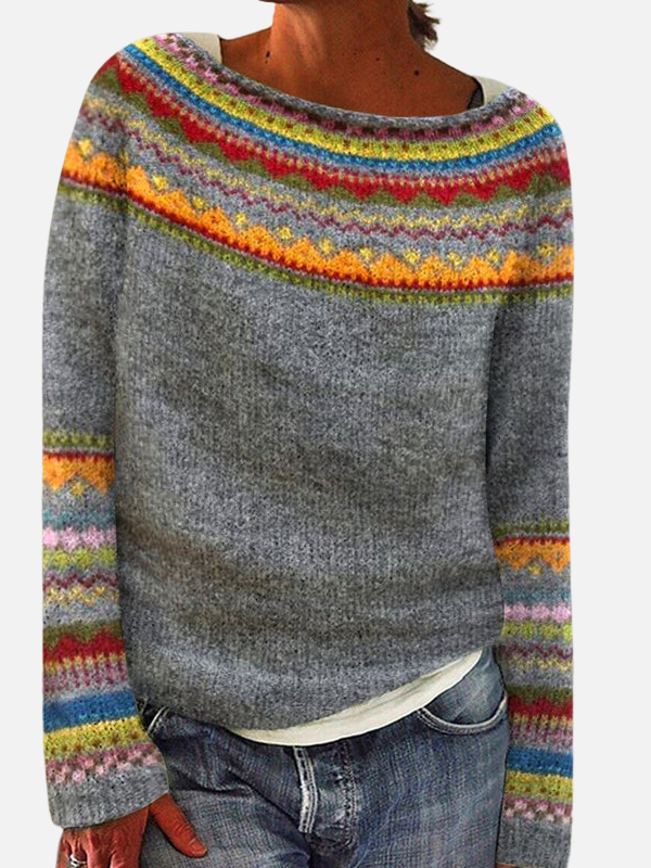 Susanne | Patterned Knit Jumper with Round Neck