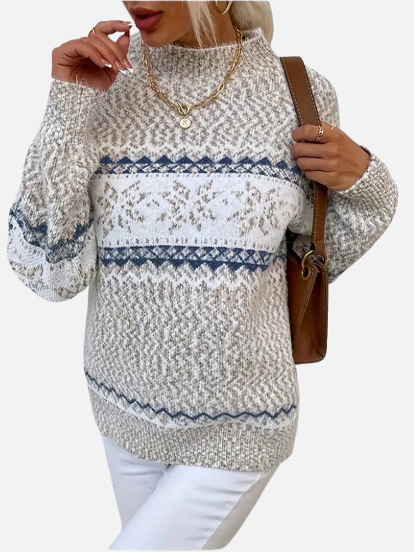 Maria | Patterned Knit Sweater with Snowflakes