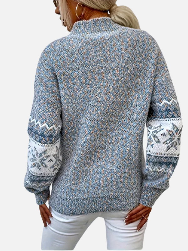 Maria | Patterned Knit Sweater with Snowflakes