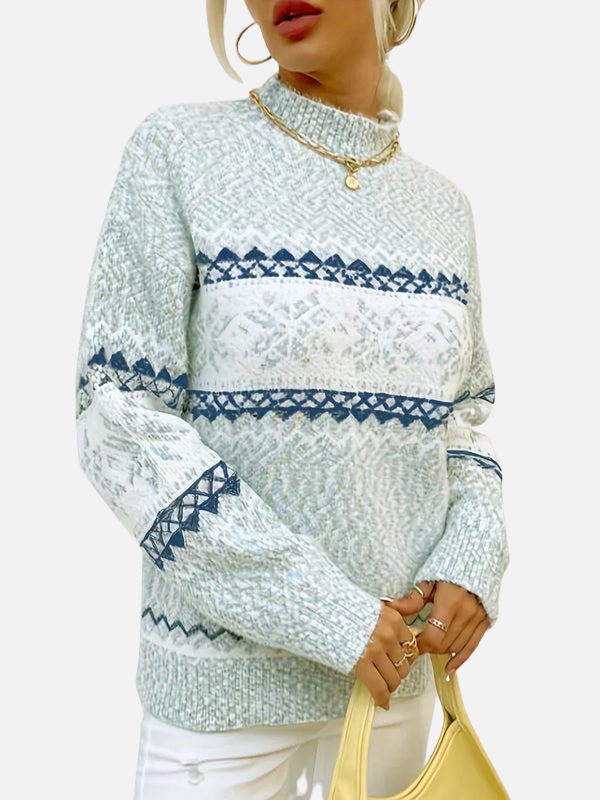 Maria | Patterned Knit Sweater with Snowflakes