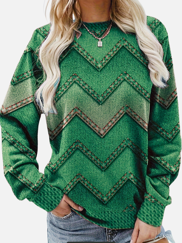 Pia | Patterned Sweatshirt with Zigzag