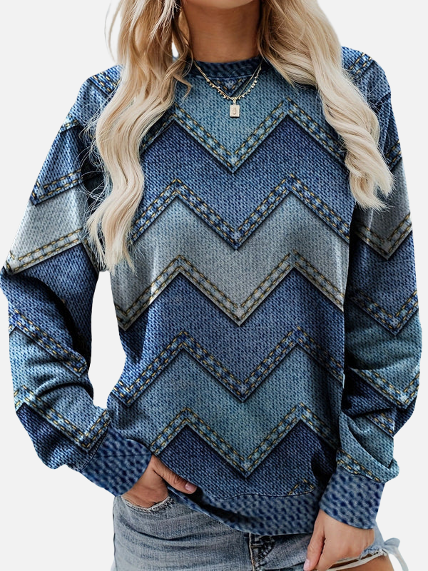 Pia | Patterned Sweatshirt with Zigzag