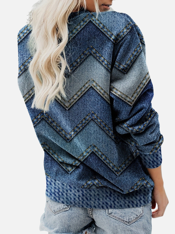 Pia | Patterned Sweatshirt with Zigzag