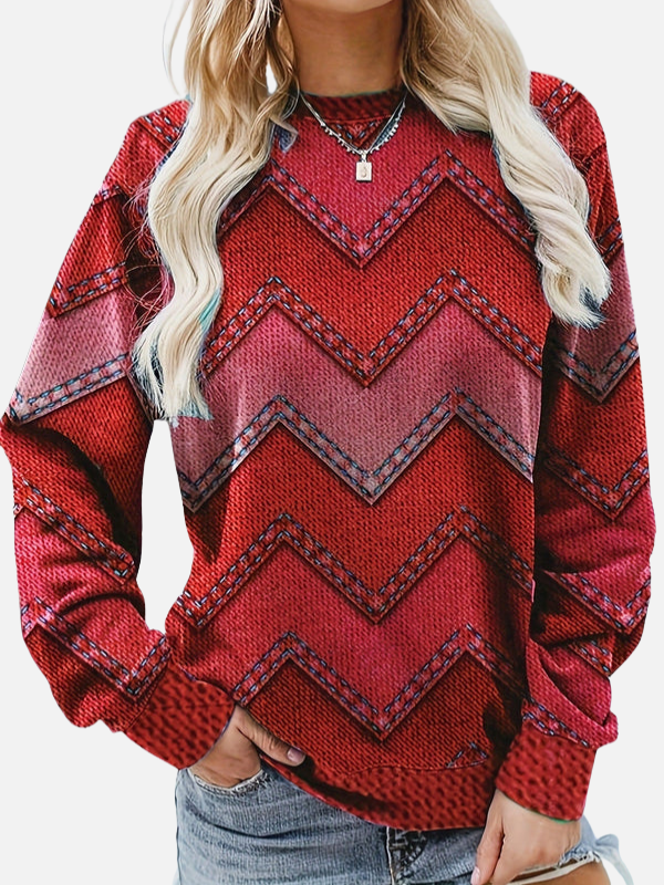 Pia | Patterned Sweatshirt with Zigzag