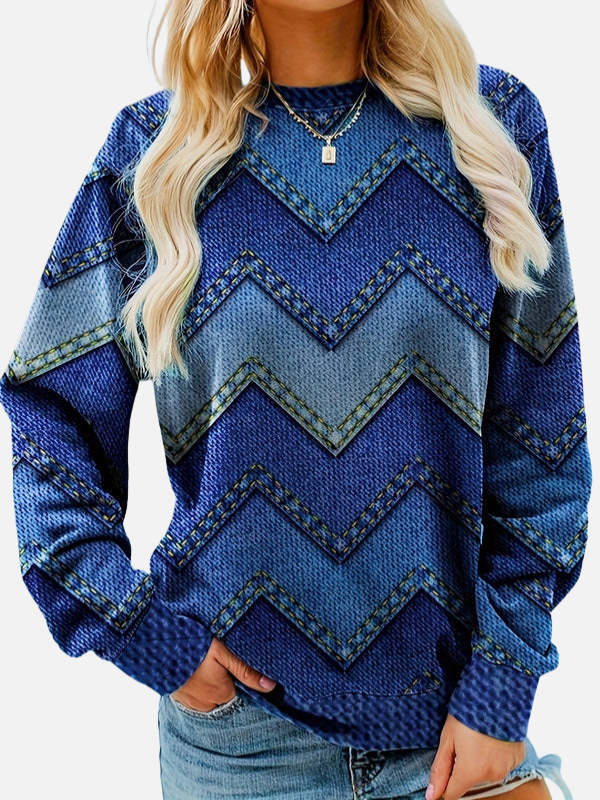 Pia | Patterned Sweatshirt with Zigzag