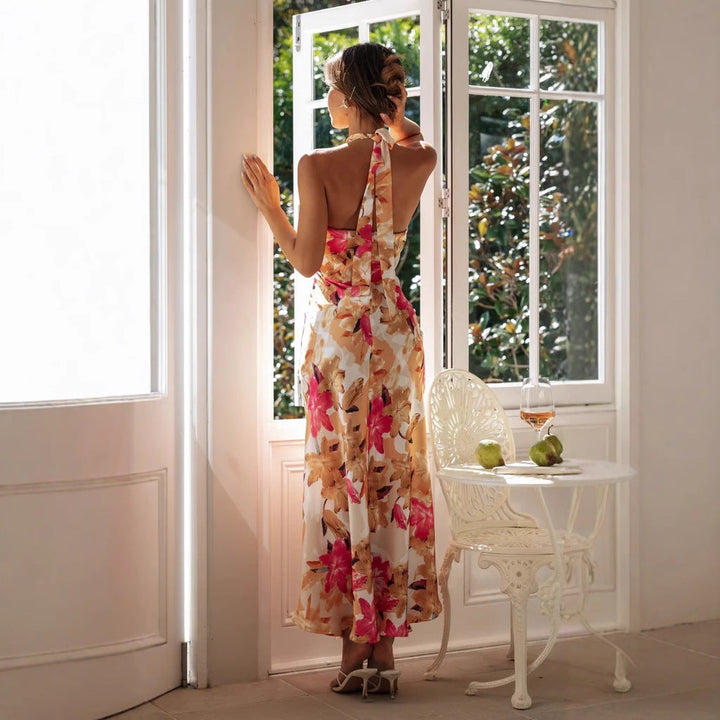 Minirva - Floral Charm High Collar Midi Dress