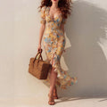 Arna - Beige Roll Neck Maxi Dress