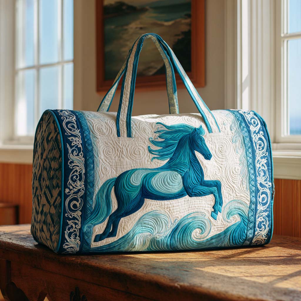 Quilted Travel Bag - Horse and Waves