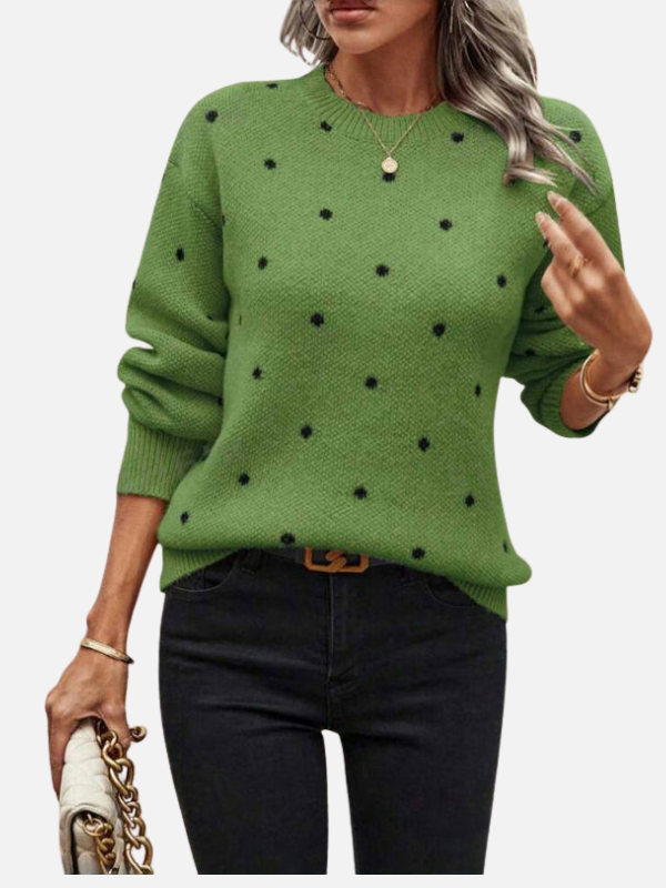 Lene | Polka Dot Knitted Jumper with Round Neck