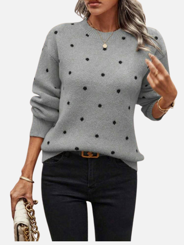 Lene | Polka Dot Knitted Jumper with Round Neck