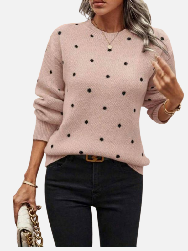 Lene | Polka Dot Knitted Jumper with Round Neck