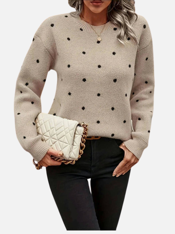 Lene | Polka Dot Knitted Jumper with Round Neck