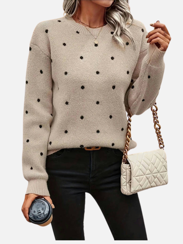 Lene | Polka Dot Knitted Jumper with Round Neck