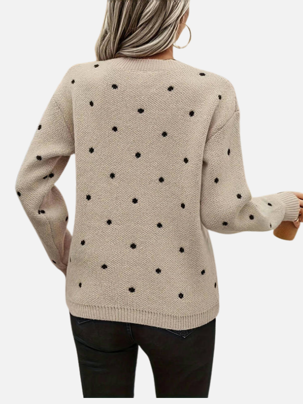 Lene | Polka Dot Knitted Jumper with Round Neck