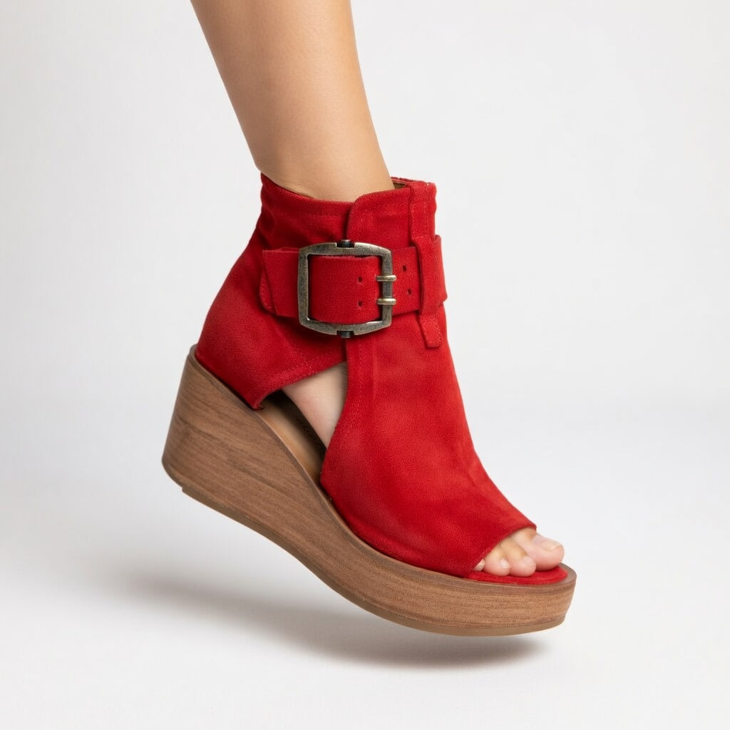 Sarah™ — Stylish Wedge Ankle Boots with Open Toe