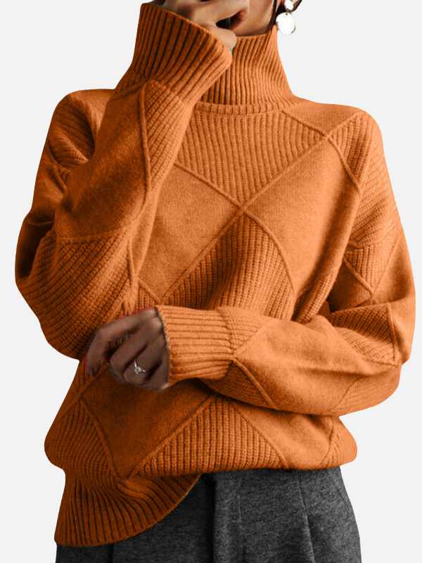 Susanne | Roll Neck Jumper with Diamond Pattern