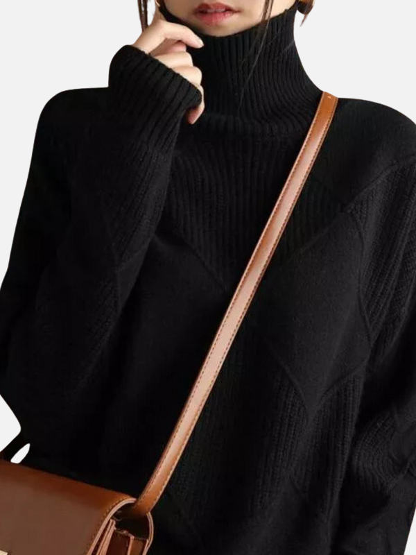 Susanne | Roll Neck Jumper with Diamond Pattern