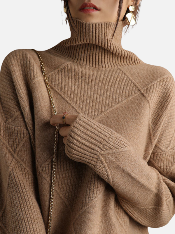 Susanne | Roll Neck Jumper with Diamond Pattern