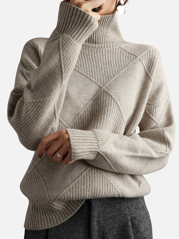 Susanne | Roll Neck Jumper with Diamond Pattern