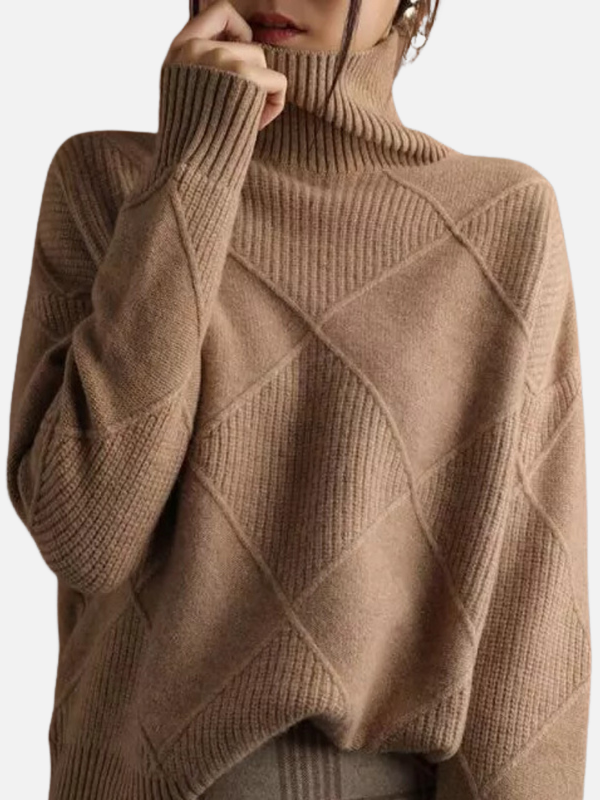 Susanne | Roll Neck Jumper with Diamond Pattern