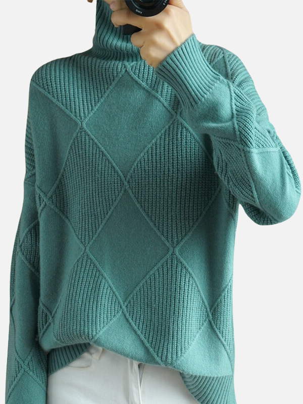 Susanne | Roll Neck Jumper with Diamond Pattern