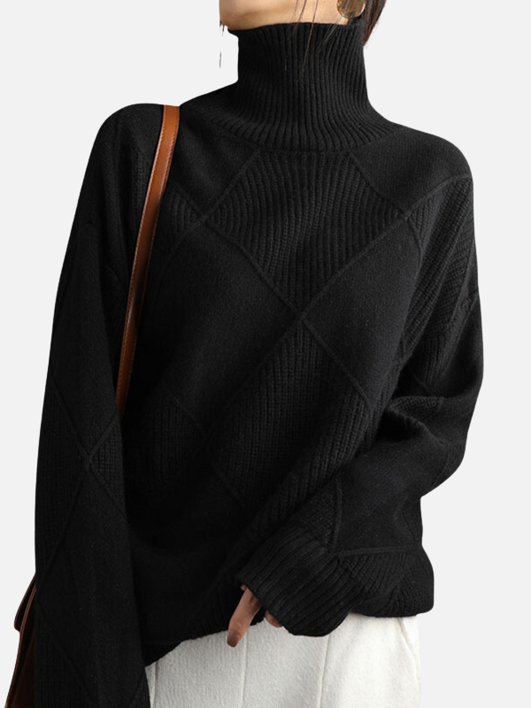 Susanne | Roll Neck Jumper with Diamond Pattern